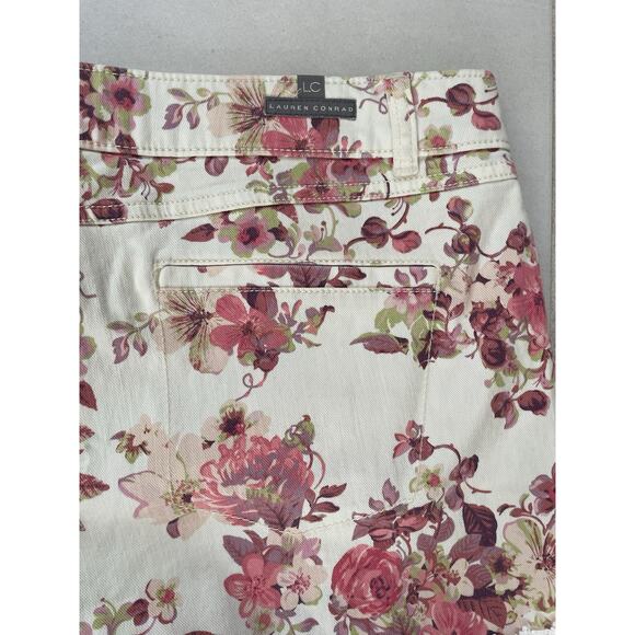Lauren Conrad Shorts Denim Jean Multicolor Floral Crochet Stretch - Picture 10 of 14